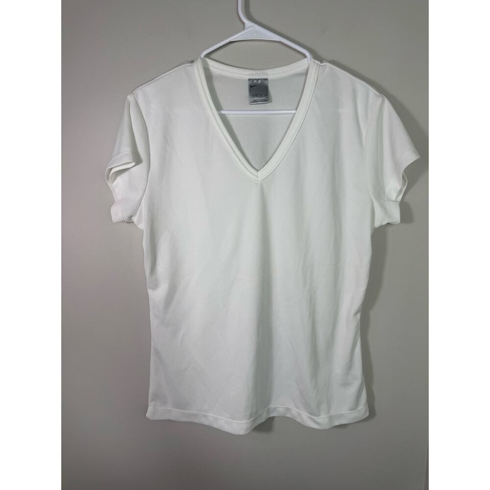 Nike White V Neck Top Women's Large Golf Athleisure Gym